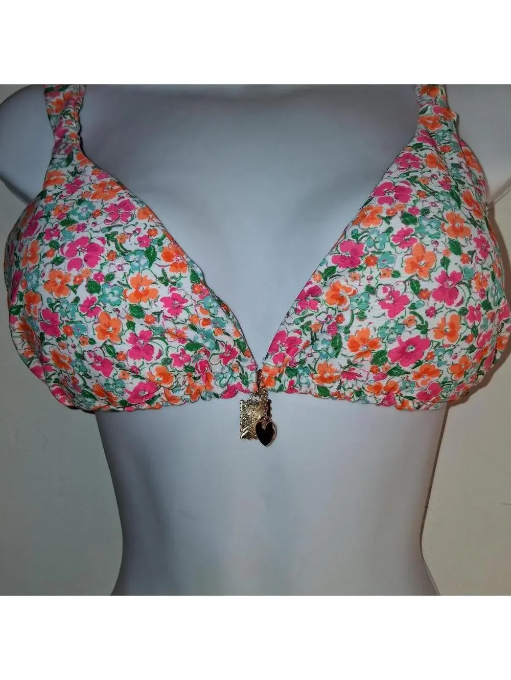 Y2K Floral Bikini Set with pink, orange, and green flowers. xl